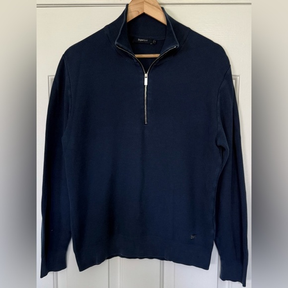 🔥ZegnaSport Men’s Half-Zip Cotton Sweater Navy Blue L | Italian Luxury Designer🔥 - Picture 8 of 13